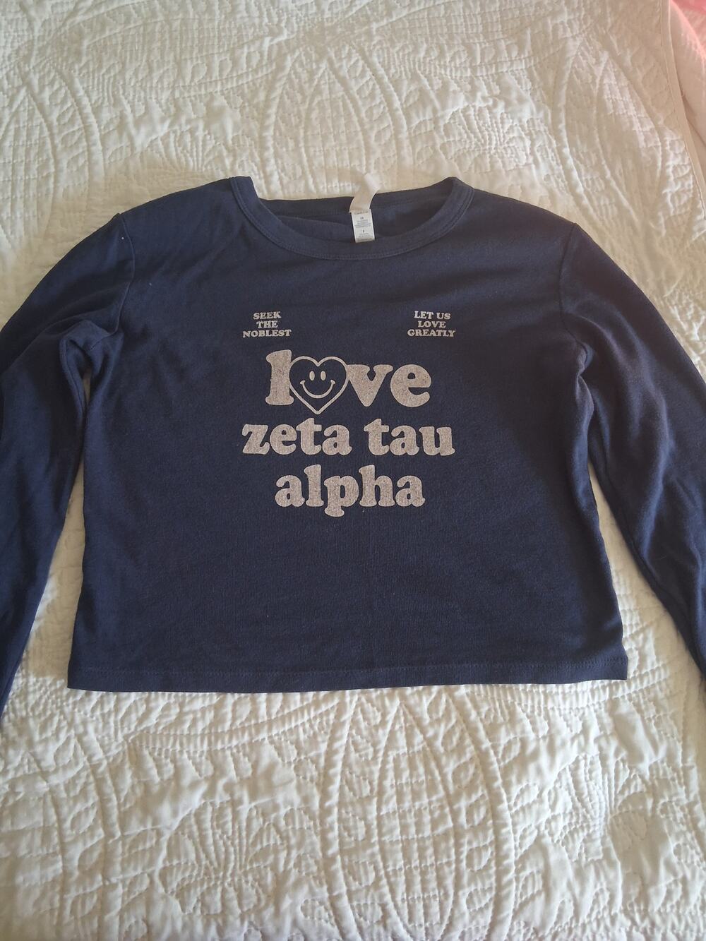 Zeta Tau Alpha Crop Long Sleeve T-Shirt Size S